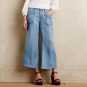 Anthropologie wide leg chambray cropped pants 👒